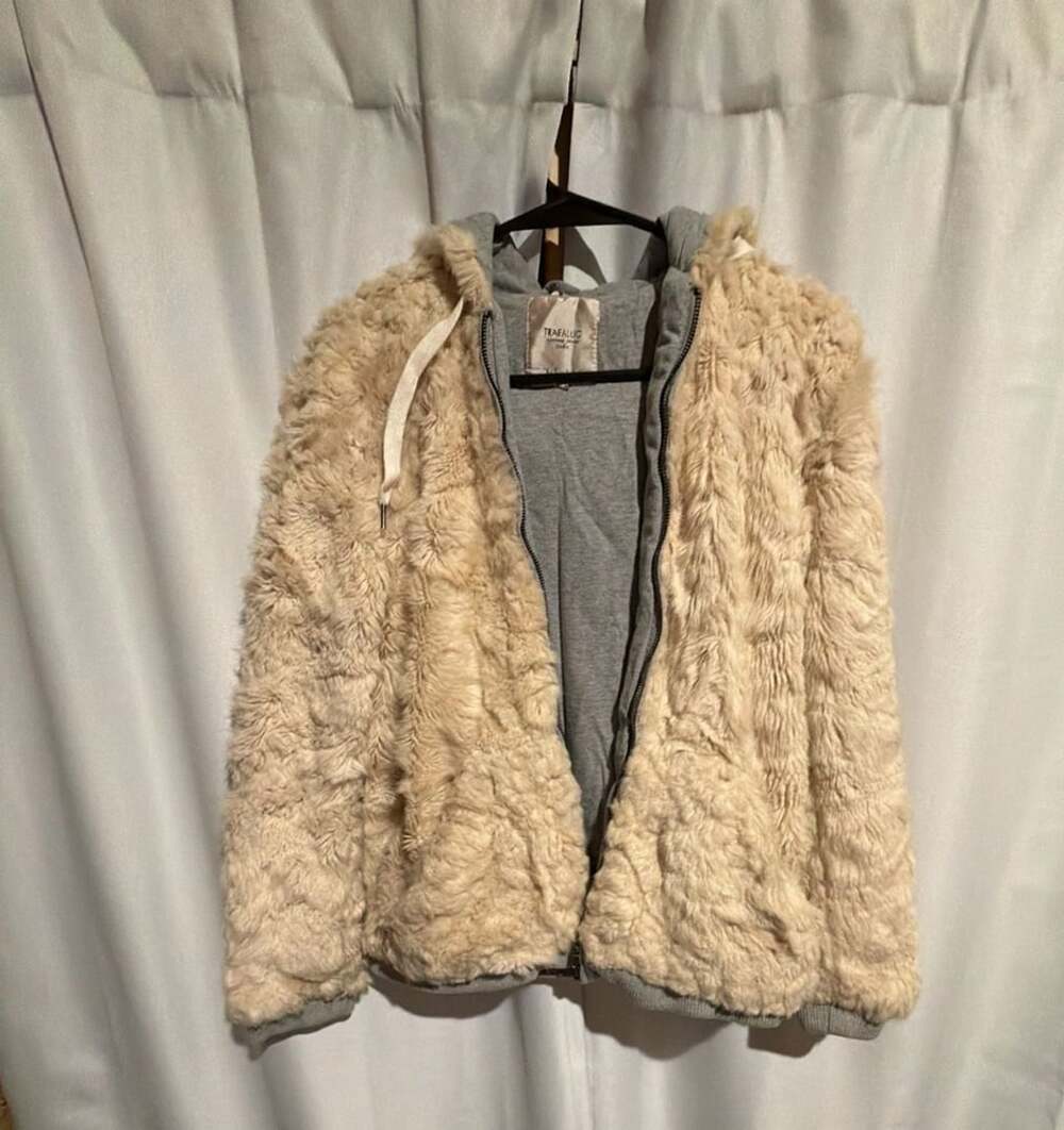 Zara Trafaluc Faux Fur Hooded Jacket Size S Cream Sherpa Zip Up